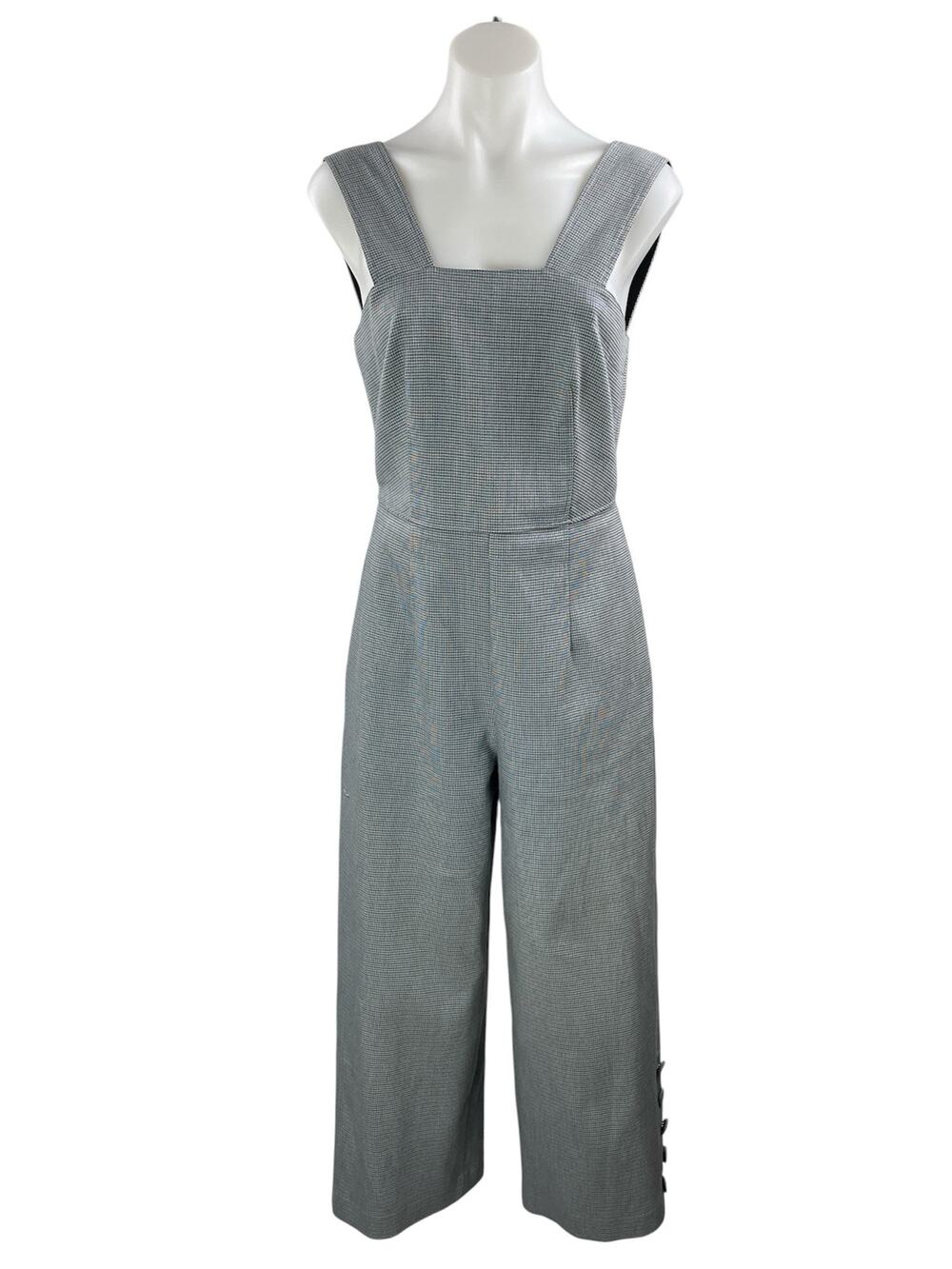 Club Monaco Veronikah Women's Gray Sleeveless Houndstooth Wide Romper Jumpsuit M